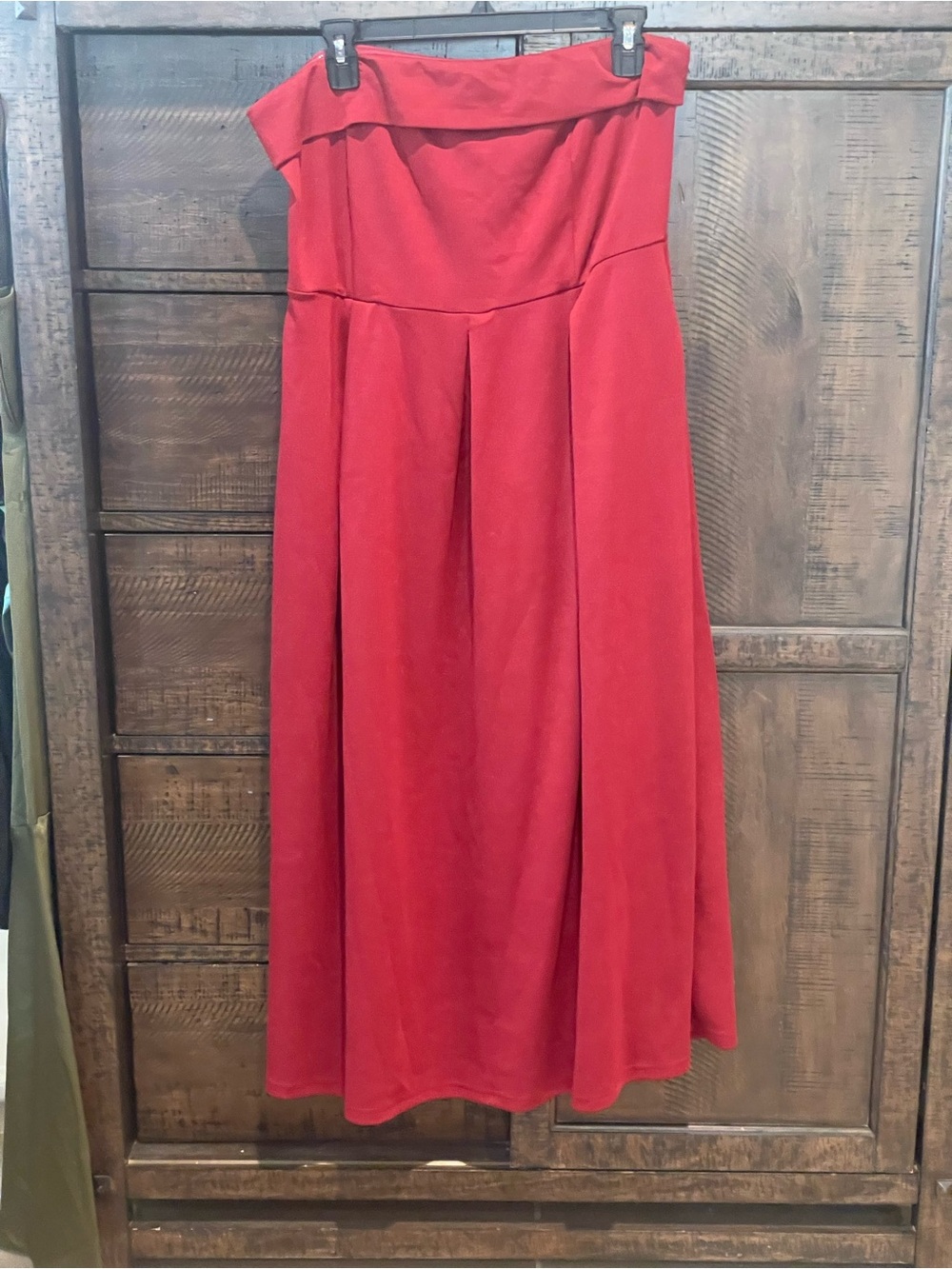 PrettyLittleThing Red Strapless Midi Dress
